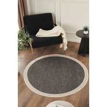 Konfor Halı Sisalux 3089 Antrasit Sisal Yuvarlak Sisal Dokuma Jüt Kilim Hav Toz Vermez Mutfak Oturma Odası Halısı