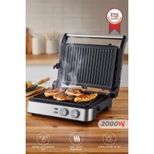 Torima Tost Makinesi 2000W Paslanmaz Çelik Çıkarılabilir Plakalı Izgara Makinesi TG PRO300 Siyah Gümüş