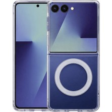Vissona Samsung Galaxy Z Flip 7 Uyumlu Kamera Korumalı Magsafe Wireless Şarj Özellikli Lüks Şeffaf Silikon Telefon Kılıfı