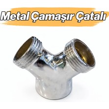 Badem10 Metal Çamaşır Bulaşık Çatalı Musluk Girişi Uzun Ömürlü Metal Gövde Çift Musluk Bağlantı Aparatı