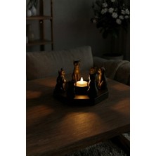 Pamuk's Design Dekoratif Kediler Ritüel Dinginlik Yoga Mumluk Biblo 14 x 10 cm