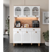 Rosa Kahve Köşesi - 140 cm Mdf Mutfak Dolabı - LED Aydınlatmalı