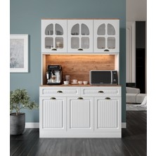 Efes Komple Mdf Kahve Köşesi - 140 cm Mdf Mutfak Dolabı - Dokunmatik LED Aydınlatmalı Kahve Köşesi