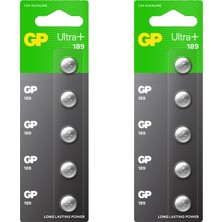GP Batteries 189 Ultra Plus Lr54/189/V10Ga Boy Alkalin Düğme Pil, 1.5 Volt, 2 Kart, 10 Adet Pil