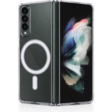 Vissona Samsung Galaxy Z Fold 3 Uyumlu Kamera Korumalı Magsafe Wireless Şarj Özellikli Lüks Şeffaf Silikon Telefon Kılıfı
