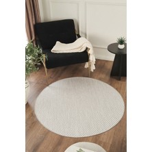 Konfor Halı Sisalux 3082 Beyaz Gri Yuvarlak Sisal Dokuma Jüt Kilim Hav Toz Vermez Mutfak Oturma Odası Halısı