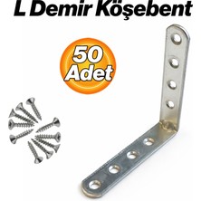 Badem10 L Demir Gönye Oval Başlı 15X75X75 mm 50 Adet Mobilya Köşe Destek Bağlantı Sabitleme Aparatı