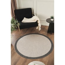 Konfor Halı Sisalux 3088 Gri Antrasit Yuvarlak Sisal Dokuma Jüt Kilim Hav Toz Vermez Mutfak Oturma Odası Halısı