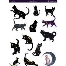 Miray Craft 1 Adet Galaksi & Siyah Kedi Temalı Sticker Sayfası( 12×17 Cm)