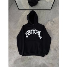 Stelol Üç Iplik Kapşonlu Baskılı Oversize Sweatshirt- Siyah