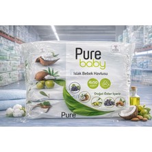 Pure Baby Islak Bebek Havlusu Doğal Özlü 4X50 = 200 Adet | Ph Uyumlu, Günlük Kullanım