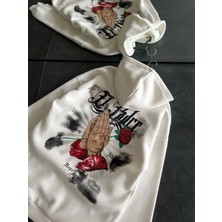Stelol Üç Iplik Penye Uzun Kol Kapşonlu Baskılı Sweatshirt - Beyaz