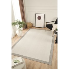 Konfor Halı Sisalux 3086 Beyaz Gri Sisal Dokuma Jüt Kilim Hav Toz Vermez Halı Salon Mutfak Oturma Odası Halısı