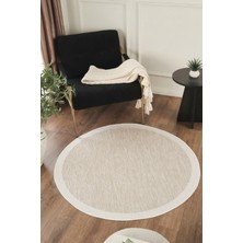 Konfor Halı Sisalux 3085 Bej Krem Yuvarlak Sisal Dokuma Jüt Kilim Hav Toz Vermez Mutfak Oturma Odası Halısı