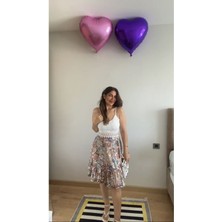 Stelol Kadın Askılı V Yakalı Üst Dantel Alt Süprem Mini Elbise