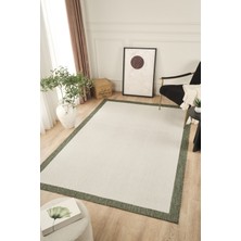 Konfor Halı Sisalux 3090 Krem Yeşil Sisal Dokuma Jüt Kilim Hav Toz Vermez Halı Salon Mutfak Oturma Odası Halısı