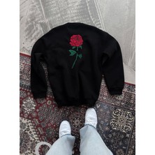 Stelol Oversize Üç Iplik Bisiklet Yaka Baskılı Sweatshirt - Siyah