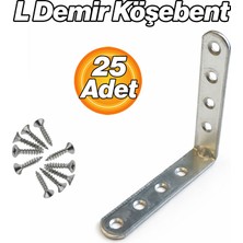 Badem10 L Demir Gönye (25 Adet) Oval Başlı 15X75X75 mm Mobilya Montaj Bağlantı Köşebenti Dayanıklı Metal