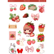 Miray Craft 1 Adet Çilek Temalı Sticker Sayfası (12×17 Cm)