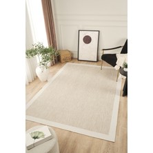 Konfor Halı Sisalux 3085 Bej Krem Sisal Dokuma Jüt Kilim Hav Toz Vermez Halı Salon Mutfak Oturma Odası Halısı