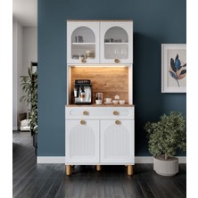 Rosa Kahve Köşesi - 93 cm Mdf Mutfak Dolabı - LED Aydınlatmalı