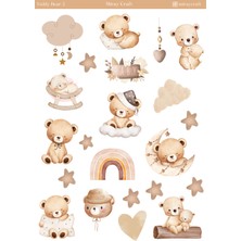Miray Craft 1 Adet Sevimli Teddy Bear Temalı Sticker Sayfası (12×17 Cm)