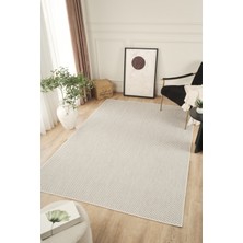 Konfor Halı Sisalux 3082 Beyaz Gri Sisal Dokuma Jüt Kilim Hav Toz Vermez Halı Salon Mutfak Oturma Odası Halısı