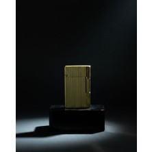 Huma Butik Takı Aksesuar Gold Edition Dikey Çizgili Vip Metal Çakmak - Klasik Fransız Stil