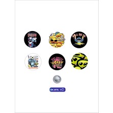 On Dijital Baskı Merkezi Sevimli Desen 6 Adet Rozet Seti