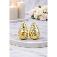 Vipfoni Gold Renk Desenli Gözyaşı Damlası Çelik Küpe