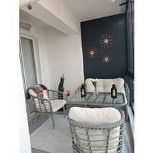 Tu Tienda Kartepe Galvaniz Boru 2 1 1 Sehpa(60*90) Rattan Bahçe Balkon Takımı,gri Rattan