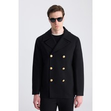 D'S Damat Ds Damat Slim Fit Siyah Diyogonal Palto 5HF08IR18107M