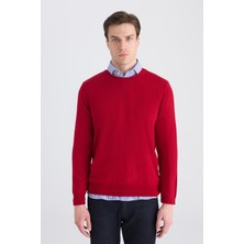 D'S Damat Ds Damat Regular Fit Kırmızı Düz Örgü Kazak 5HF062442004M