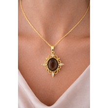 Shemora Doğal Taşlı Elips Tasarım Kolye Ucu