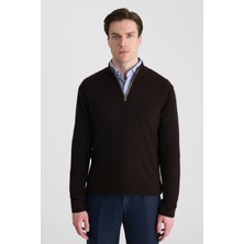 D'S Damat Ds Damat Regular Fit Kahverengi Petek Örgü Kazak 5HF063902155M