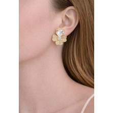 Shemora Kalp Motifli Çiçek Tasarım Çelik Küpe