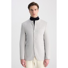 Twn Slim Fit Gri Armürlü Kumaş Ceket 5EC04AD01484M