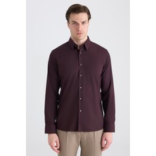 Twn Slim Fit Mürdüm Düz Gömlek 5EF02AD10288M