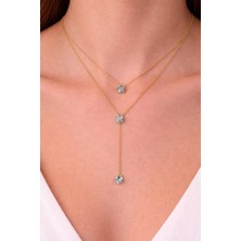 Shemora Markiz Kesim Taş Detaylı Çelik Kolye