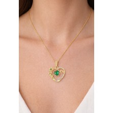 Shemora M Harfli Kalp Detaylı Çelik Kolye