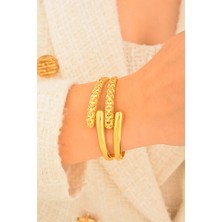 Cebeci Yarı Işlemeli Kelepçe Bilezik