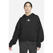 Nike Acg Therma-Fıt Loose Fit "tuff Knit" Fleece Hoodie Women's  Kadın Bol Kesim Polar Sweatshirt Siyah