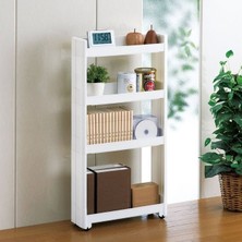 Motek Tekerlekli 4 Katlı Mutfak Banyo Rafı Antrasit Renk Modern Tasarım 49,5x14x101 cm