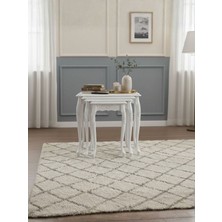 Gazzini Furniture Barok Lükens Oymalı 4'lü Ahşap Zigon Sehpa