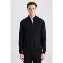 D'S Damat Ds Damat Regular Fit Siyah Düz Örgü Kazak 5HF063902154M