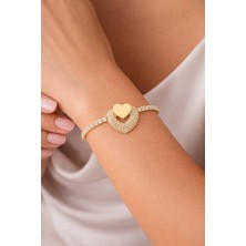 Shemora Çift Kalp Detaylı Çelik Bileklik