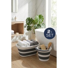 Vienev 25 L Katlanır Sepet + 12 L Katlanır Kova Antrasit | Yer Kaplamayan Akordiyon Tasarım