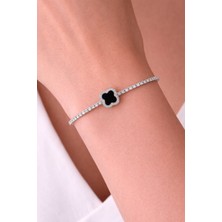 Shemora Yonca Motifli Su Yolu Çelik Bileklik