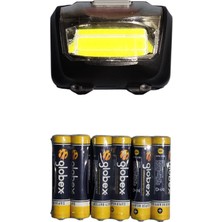 User Pil Batarya Cob LED Pilli Kafa Feneri – Hafif, Güçlü ve Pratik Aydınlatma (6 Adet Pil Dahil)