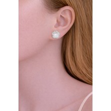 Shemora Tek Taş Çiçek Tasarım Çelik Küpe